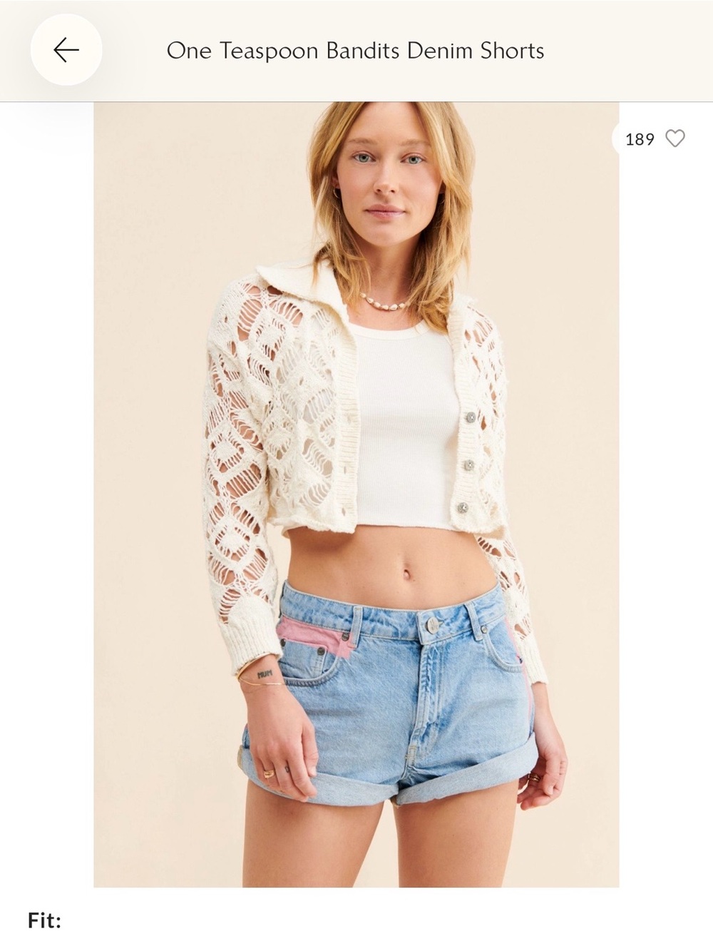 One Teaspoon Bandit denim shorts cutoffs - size 31